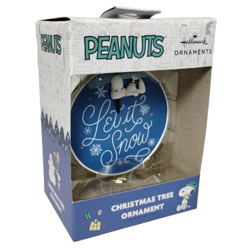 Hallmark Ornaments Peanuts Snoopy Let it Snow Round Christmas Tree Ornament New